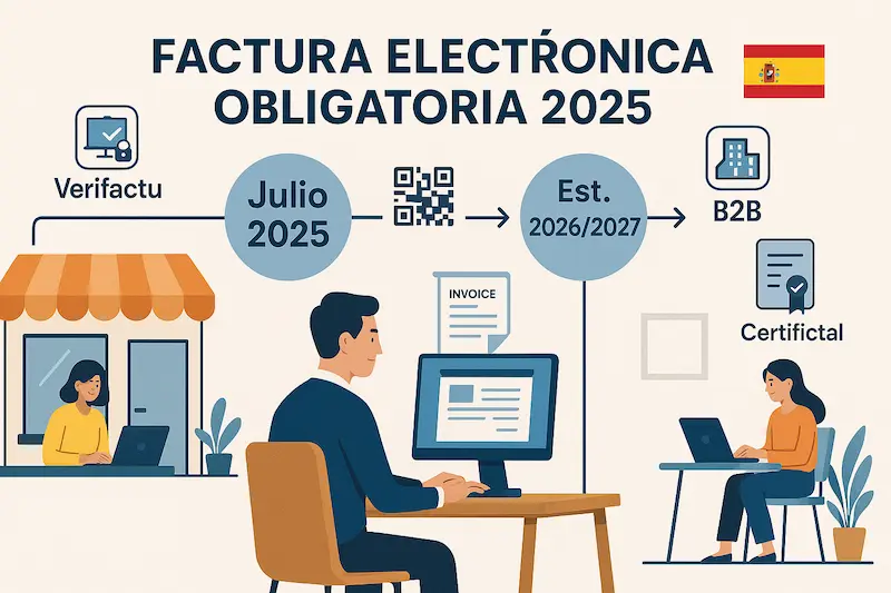 Factura Electrónica Obligatoria 2025: Guía Definitiva ✅ 1 Guía definitiva sobre la factura electrónica obligatoria 2025 en España (Verifactu y B2B)