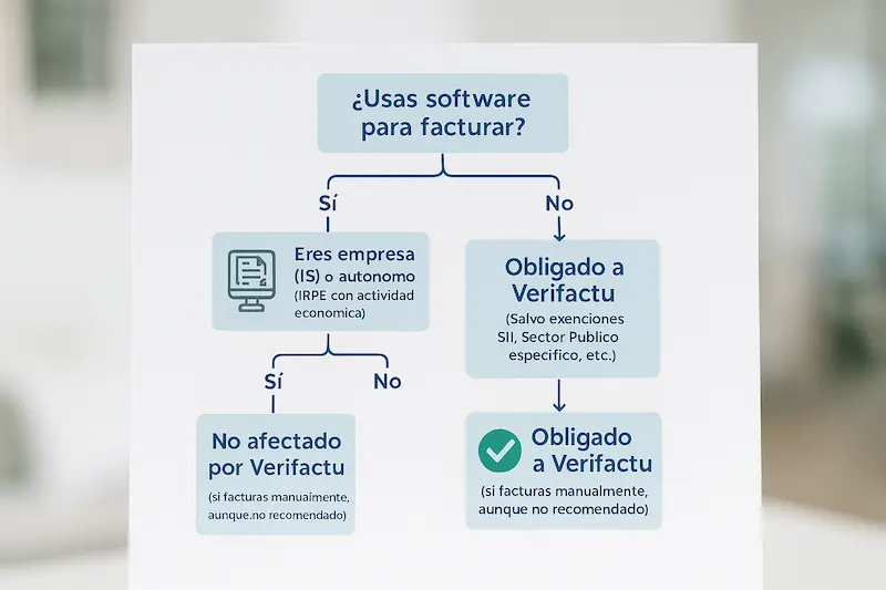 Verifactu: Qué Es, Cómo Funciona y a Quién Afecta en 2025 2 Árbol de decisión para determinar si un empresario o profesional está obligado a usar el sistema Verifactu.