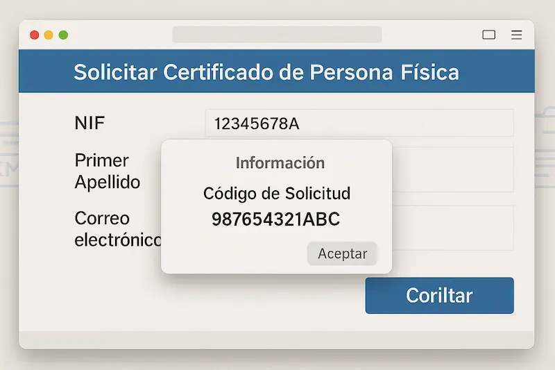 Formulario online para solicitar certificado digital FNMT necesario para firma digital.
