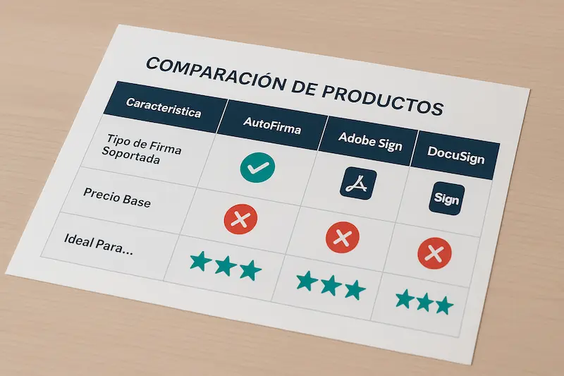 Los 8 Mejores Programas para Firma Digital de Documentos en 2025 (+ Opciones Gratis) 📊 1 Tabla visual comparando características de programas de firma digital.