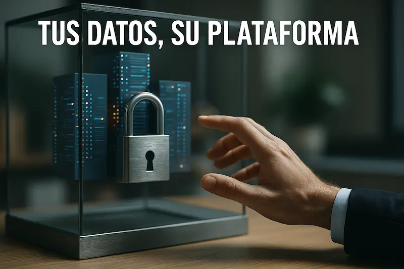 Guía App de Facturación AEAT: La Verdad sobre la Herramienta Gratuita 9 Metáfora de datos de facturación atrapados en una jaula de cristal con un candado.
