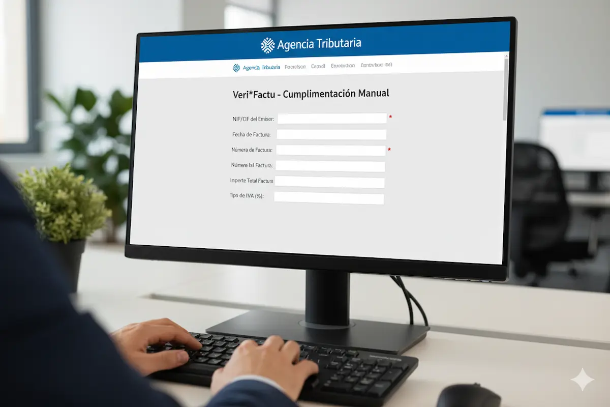 Interfaz de la herramienta de facturación gratuita de la AEAT mostrando entrada manual