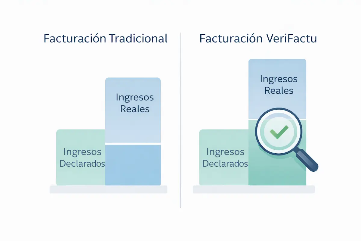 Gráfico mostrando el aumento de la base imponible tras la implementación de VeriFactu.