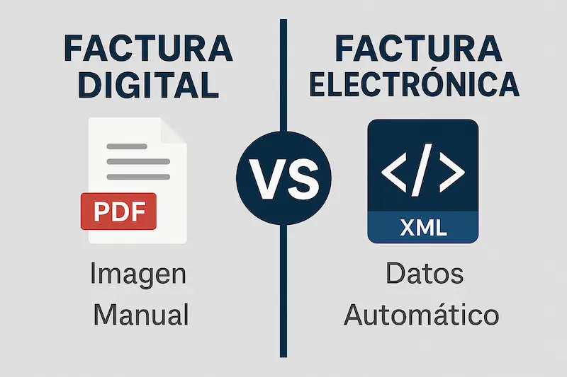 Una comparativa visual mostrando cuál es la diferencia entre una factura digital y una factura electrónica