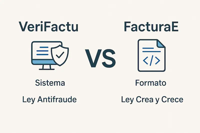 Infografía comparando cuál es la diferencia entre VeriFactu y FacturaE.