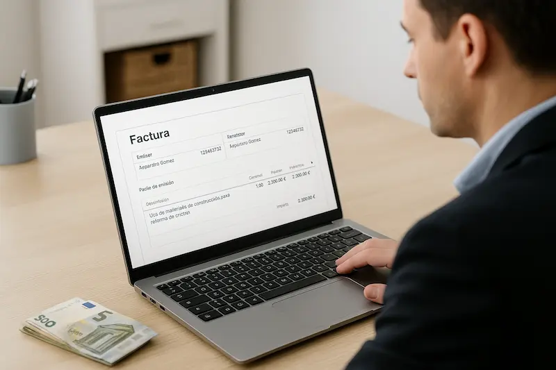 ¿Cómo se registran las operaciones de autoconsumo o las facturas a uno mismo? Un autónomo en su despacho registrando una factura de autoconsumo en un software adaptado a VeriFactu, donde el emisor y el receptor son la misma persona.