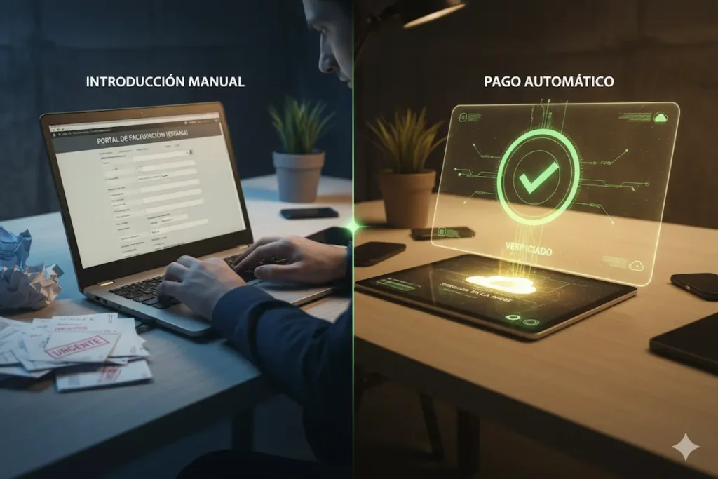 Adaptador Verifactu Gratis vs Pago: Guía y Opciones 2025 8 Comparativa entre adaptador verifactu gratis manual y conector automático de pago en pantalla dividida