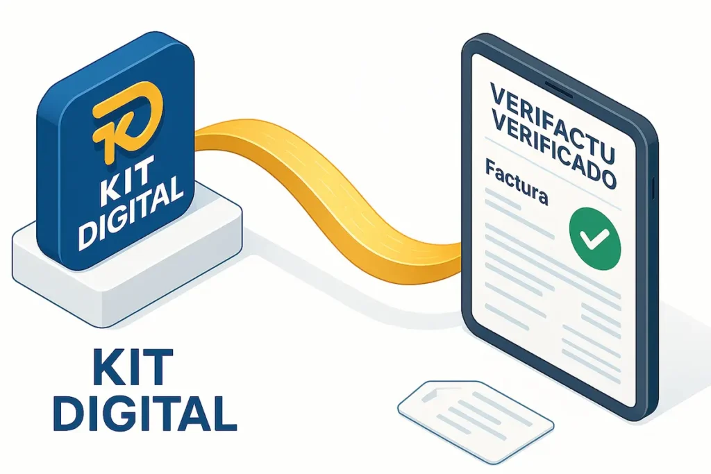 Cubre el Kit Digital el coste de un adaptador Verifactu. Empresario recibiendo ayuda del Kit Digital para instalar software Verifactu en su ordenador.