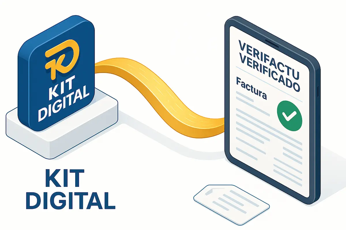 Cubre el Kit Digital el coste de un adaptador Verifactu. Empresario recibiendo ayuda del Kit Digital para instalar software Verifactu en su ordenador.